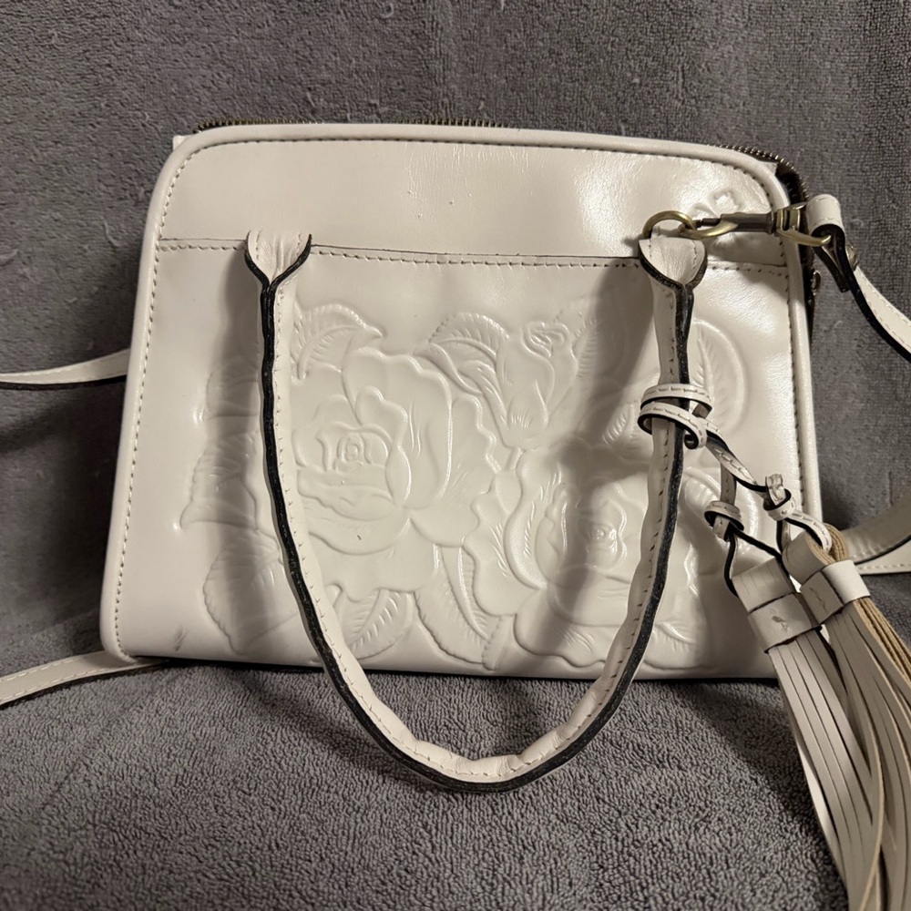 Patricia Nash White Floral Embossed Shoulder Bag
